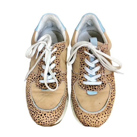 Madewell Kickoff Sneaker Mixed Print Calf Hair Cheetah Print Leather Size 6 - Picture 3 of 11